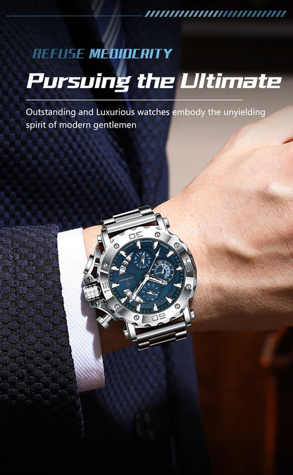 POEDAGAR Luxury Watch For Men Calendar Luminous Waterproof Man Clock Male Chronograph Stainless Steel Men's Quartz Watches Reloj