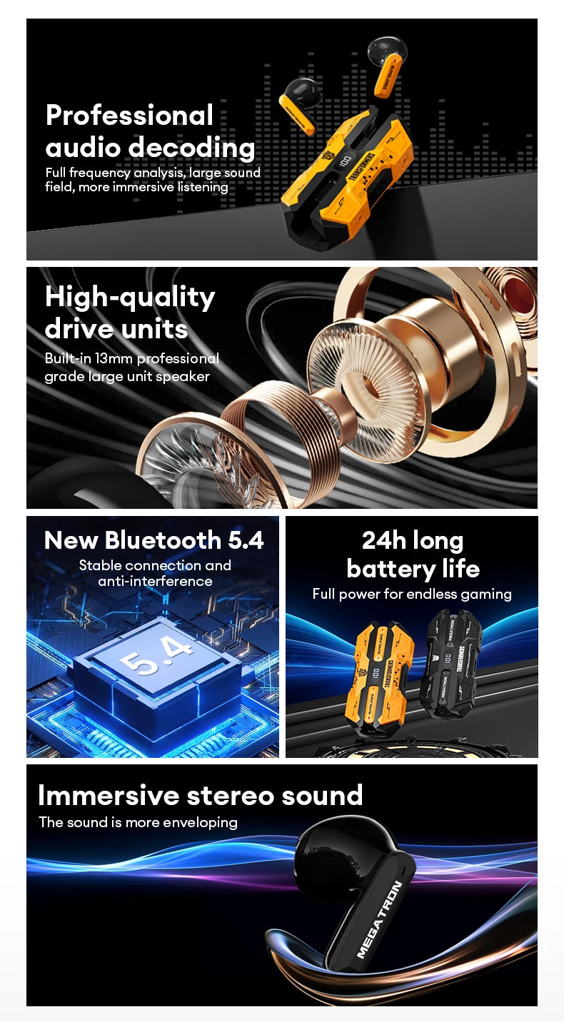 Bluetooth V5.4 Earphones Real-time Translation With AI Chat Headphones Meeting Recording Earbuds