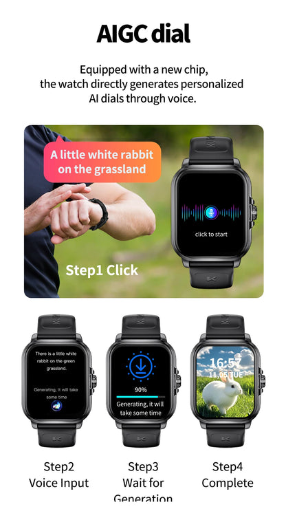 KUMI KU7 Meta 2.01″ High-definition Screen Smart Watch Bluetooth Call Heart Rate Measurement Oximetry Offline Intelligent Voice