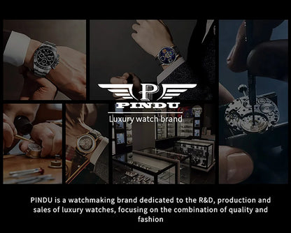 PINDU Player Series Mechanical Watches for Men European Roulette Game Dial Automatic Movement Funny Design Party  Watch