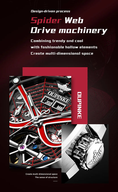 OUPINKE 3250 Original Men's Watch Deep Waterproof 3D Skeleton Stainless steel Automatic Mechanical Wristwatch Men Official Watch