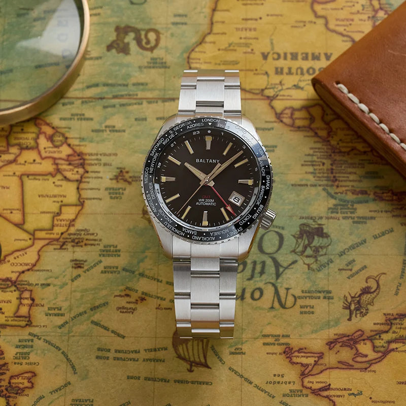 Baltany 2025 New Nh34 Gmt Men's Mechanical Watch 40Mm Sapphire Luminous C3 Stainless Steel Waterproof Sports 20Bar Watches for M