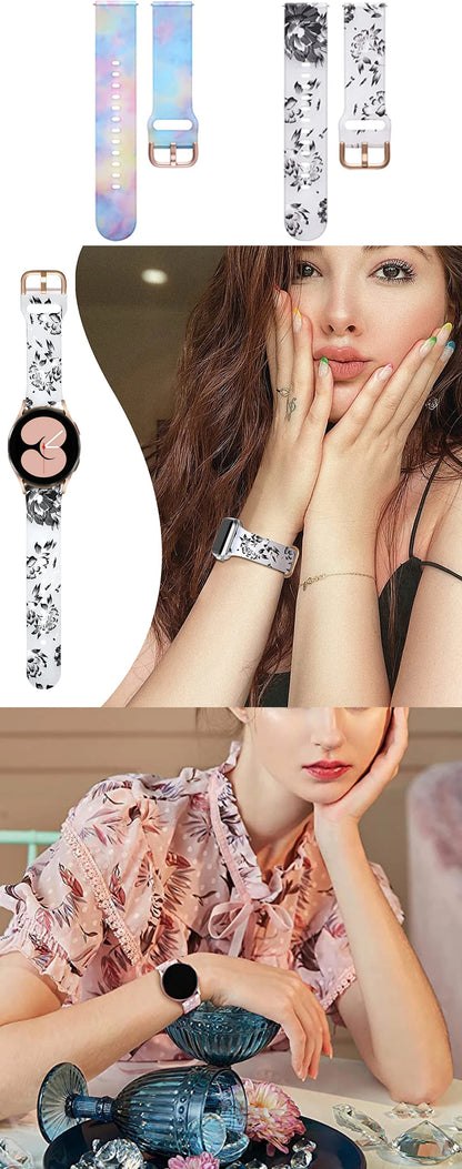 20mm Floral Band For Huami Amazift GTS 4/2/2e/3/GTS2 Mini/GTR 42mm Watch Bracelet Amazfit Bip 3 Pro Transparent Silicone Strap