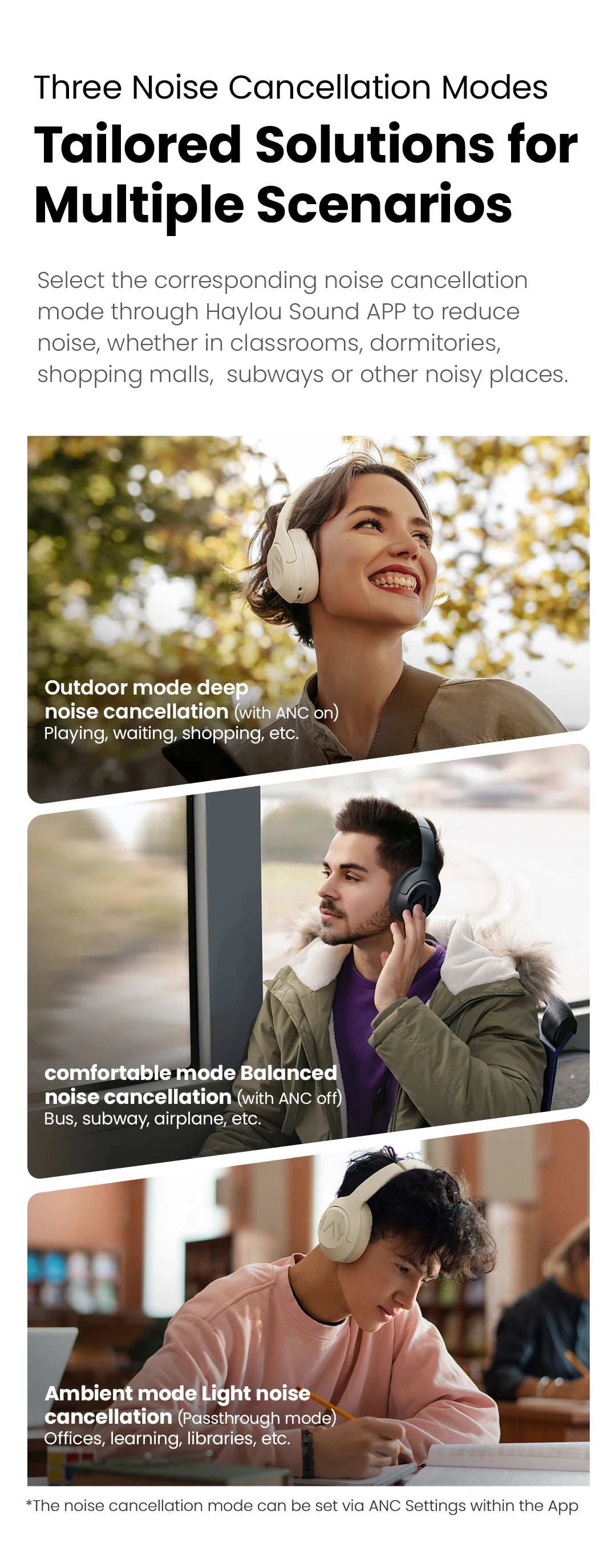 HAYLOU S30 ANC Headphones  Wireless Bluetooth 5.4 Hi-Res Headsets 43dB Adaptive Noise Cancelling Earphones 40mm Driver 80H