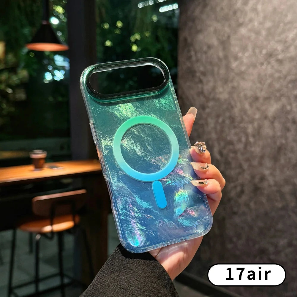 Gradient color design is fashionable and Glacier patterned 17Pro 17Air For iphone 17 pro max case ，reen Blue