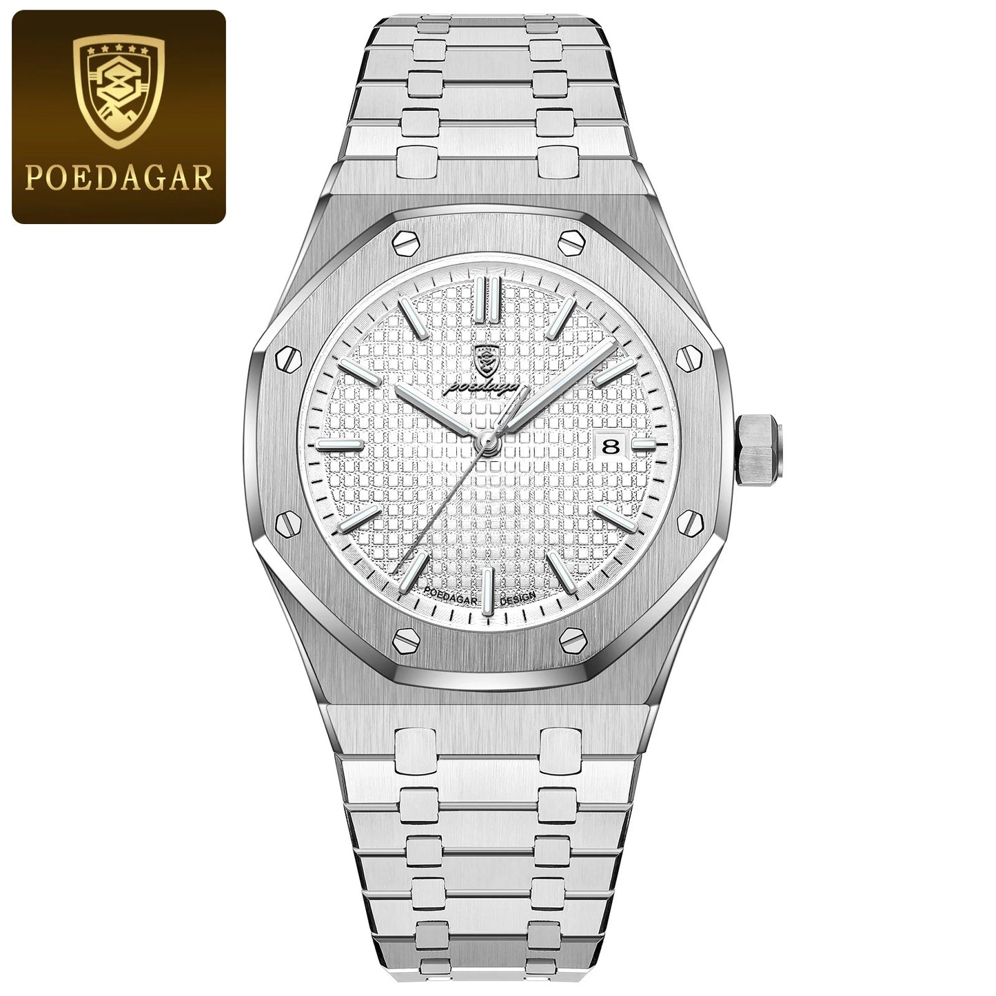 POEDAGAR Original Luxury Man Watch Date Luminous Waterproof Stainless Steel Men Wristwatch Fashion Business Quartz Men's Watches