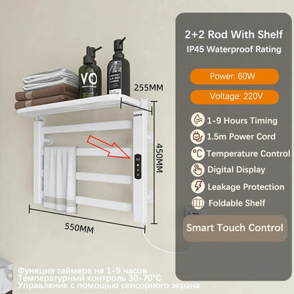 Bathroom Towel Radiator Electric Towel Rail Smart Touch Thermostatic Electric Heating Towel Rack 220V Energy Saving Towel Warmer