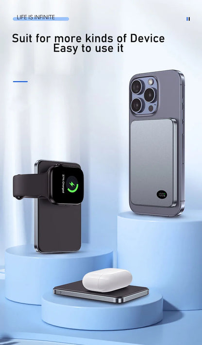 10000mAh Ultra Slim Magnetic Wireless Power Bank PD20W Auxiliary Spare battery For magsafe iphone 16 15 14 13 12 11 pro max F20