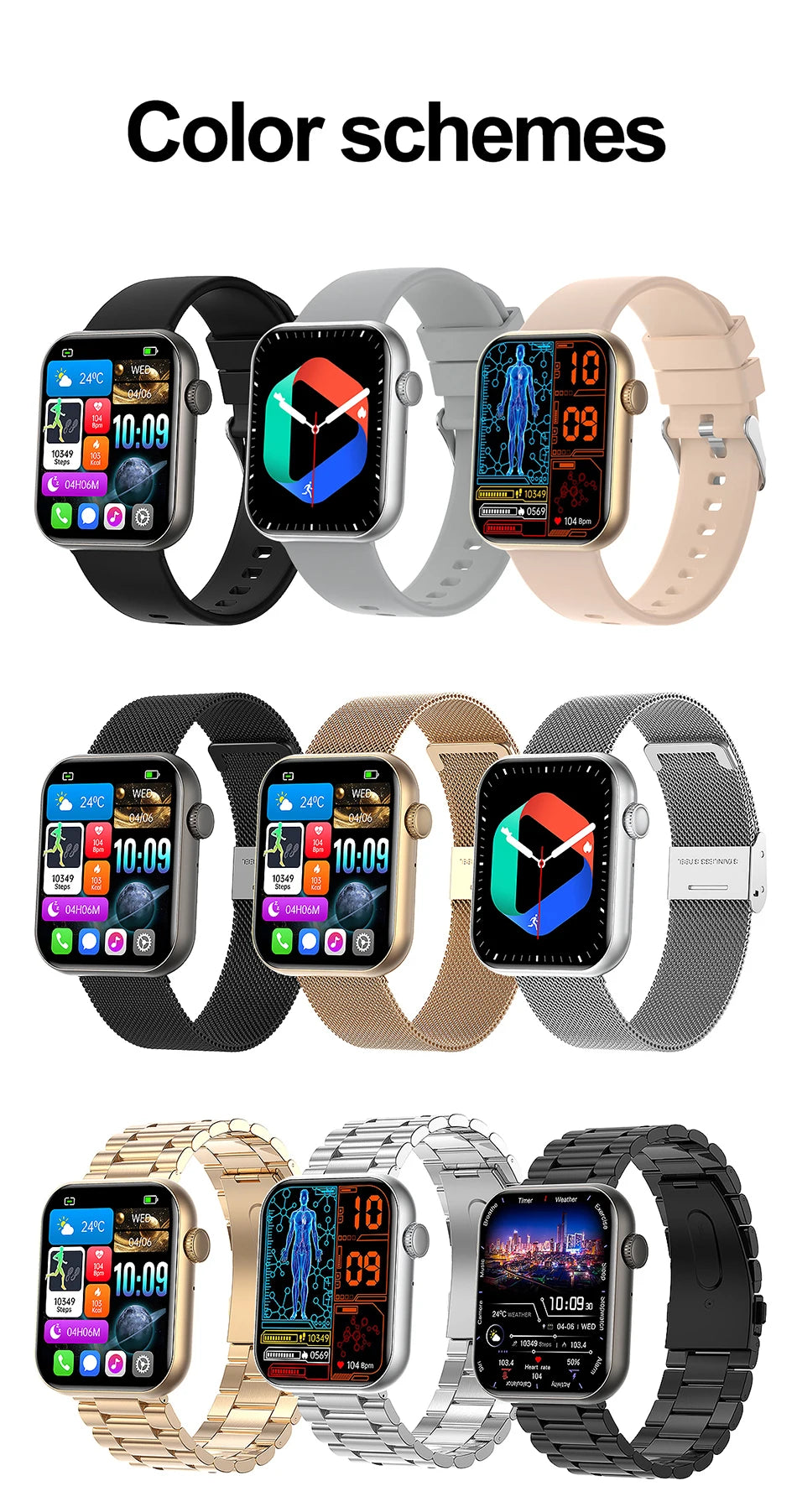 Smart Watch Full Touch Screen Bluetooth Call AI Voice Heart Rate Waterproof Watches Sports Bracelet Smartwatch Women