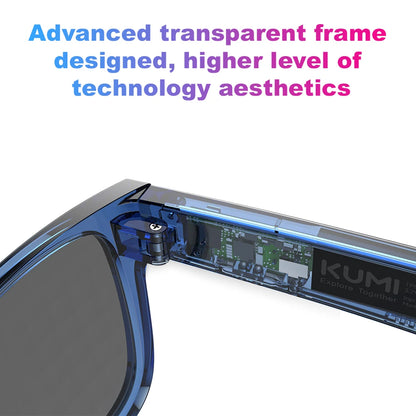 KUMI Meta V1 Smart Glasses IPX4 Waterproof Bluetooth glasses Bluetooth Call 5.0 listen to the music last for about 8 hours Blue