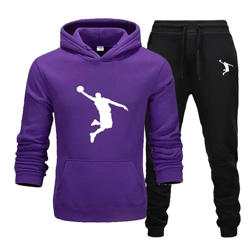 A new 2-piece set for men's casual sports hooded pullovers and sweatpants for outdoor jogging in Europe and America in 2025