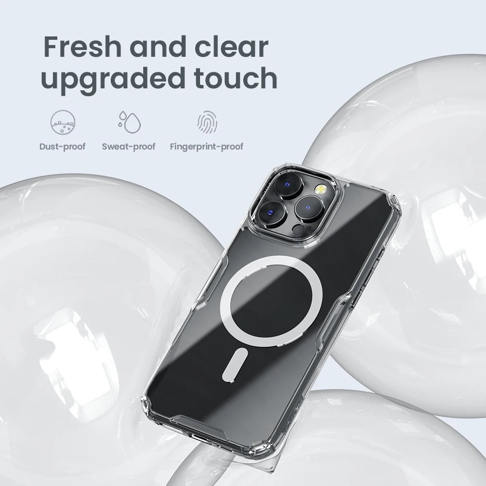 NILLKIN for IPhone 17 Pro Max 16 Pro Max 17 Air 15 Pro 14 Pro Max 14 Pro MagSafe Magnetic Transparent Soft Silicone Phone Case