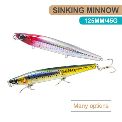 Lures Minnow Wobbler Long Casting Sinking Heavy Shot Artificial Hard Bait Fishing Accessories Decoy MN707