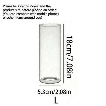Clear Cylinder Glass Candle Holder Pillar High Borosilicate Glass Candle Holder Vase Wedding Party Decor(Candles Not Included)