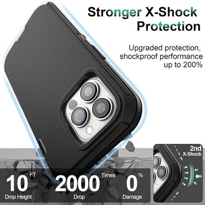 For iPhone 17 Air 16e 15 Pro 14 Plus 13 Pro Max 12 11 XR Phone Case Heavy Duty Defend Hybrid Rugged Shockproof Armor Hard Cover