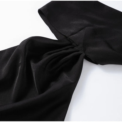 Elegant Ribbon Halter Dress Women Solid Off Shoulder Sleeveless Backless Slim Maxi Dresses 2025 Summer Autumn Party Robes Lady