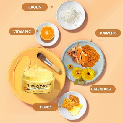 Vitamin C Exfoliating facial mask Turmeric Exfoliating facial mask Improve Pore Deep Cleaning facial mask   Apply facial mask