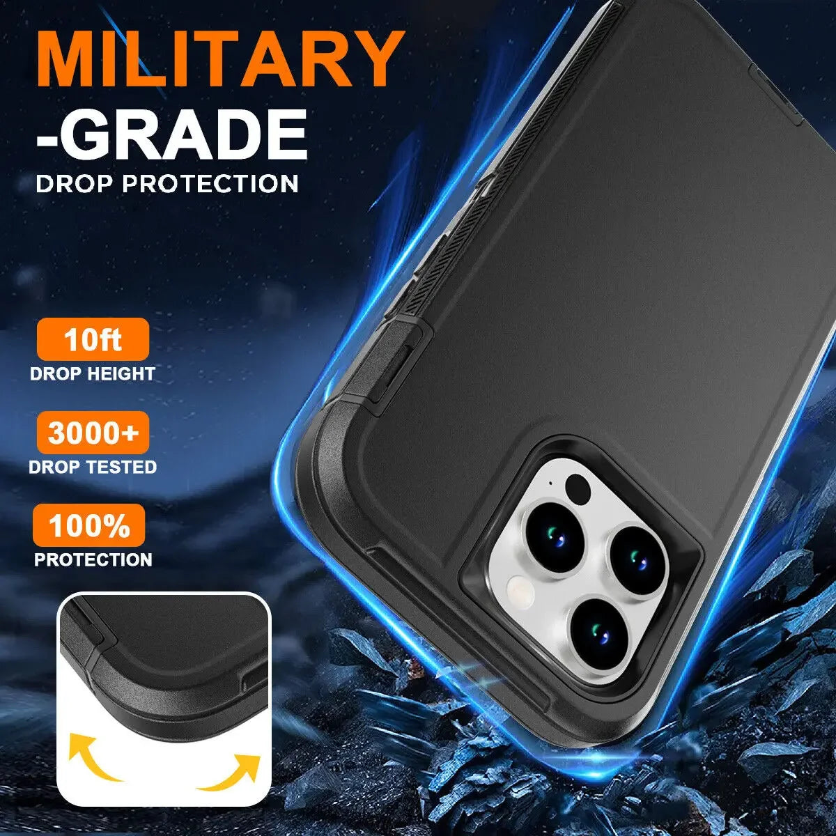 For iPhone 17 Air 16e 15 Pro 14 Plus 13 Pro Max 12 11 XR Phone Case Heavy Duty Defend Hybrid Rugged Shockproof Armor Hard Cover