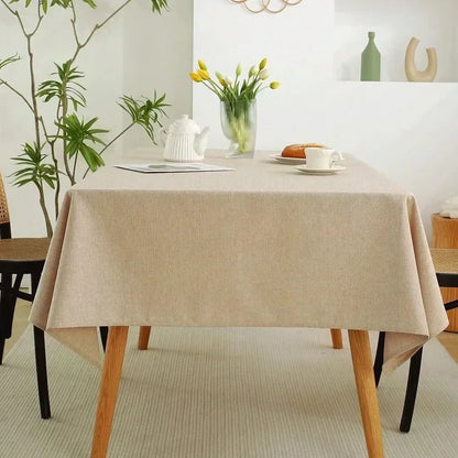 Waterproof Oilproof Kitchen Dining Tablecloth Solid Color Rectangle Tablecloth Cover Mat Oilcloth Antifouling Home Decoration