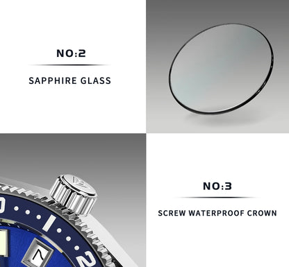 CADISEN New 38mm Diver Mens Watch Japan NH35A Automatic Mechanical Sapphire Glass Date Luminous 200M Waterproof Wrist watch Men