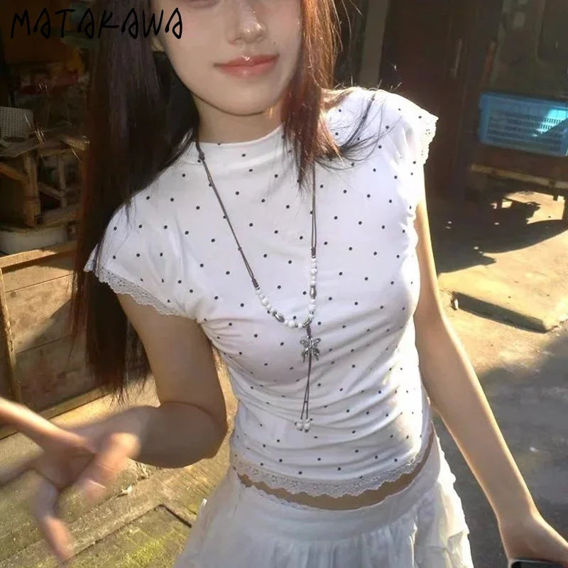 Clothes Polka Dot T Shirt for Women Sexy Streetwear  Fashion Ropa De Mujer Spring Summer Short Tees