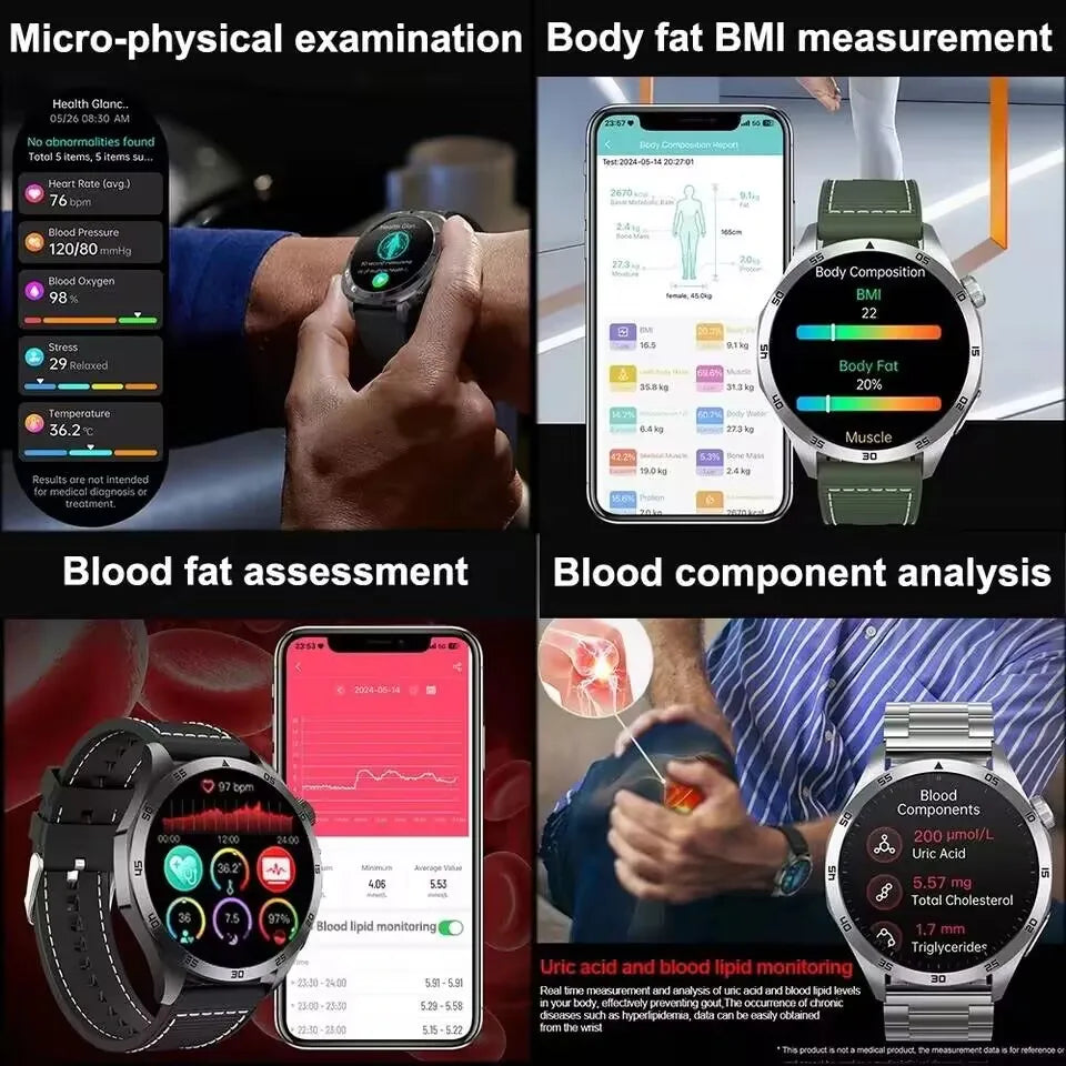 Huawei ECG+PPG Laser Treatment Health Smart Watch Three highs Clock Blood pressure Heart rate Men HD Call Bracelet