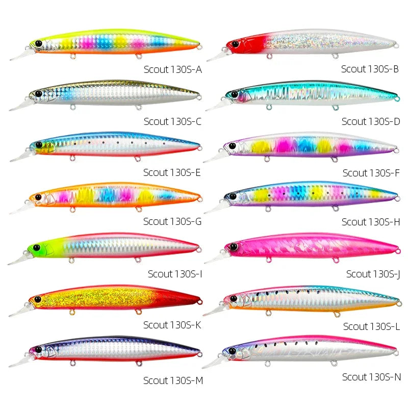 Sinking Minnow Fishing Lure SCOUT 130mm 24g Long Casting Seabass Flounder Artificial Large Sea Fishing Hard Baits