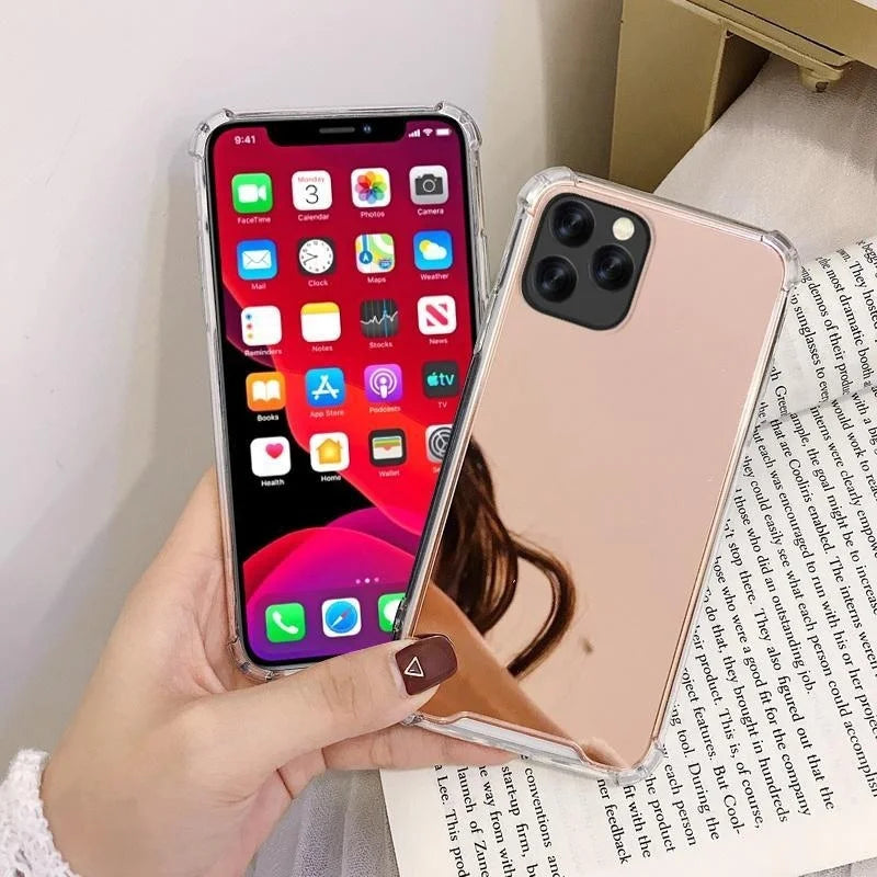 Mirror Phone Cases For IPhone 17 16 15 14 13 12 11 Pro Max Xr Xs 8 7 Plus SE2/SE3 Shockproof Soft TPU Cover
