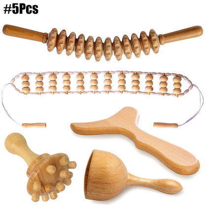Body Wood Therapy Complete Kit Wooden Maderotherapy Kit for Reductive Massage Colombian Wood Therapy Tools for Body Contour Tool
