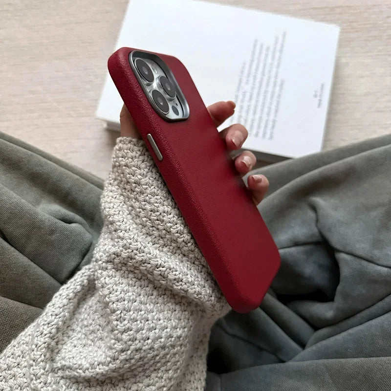 Luxury Matte Leather Phone Case For iPhone 17 16 15 14 13 12 11 Pro Max X XS XR 7 8 Plus SE2 Lens Protection Shockproof Cover