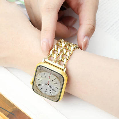 Metal Chain Link Compatible For Apple Watch Band Series Women Men Classic Watch Strap Replacement Accessories Smartwatch Bands