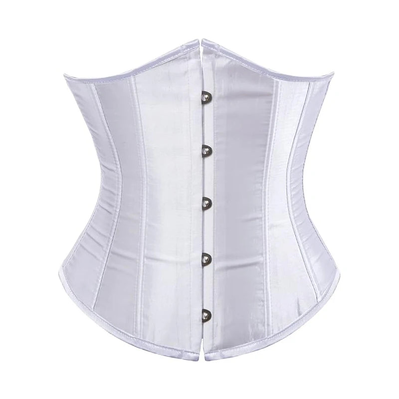BurVogue Women's Satin Underbust Corset Bustier Waist Training Cincher Plus Size  Lace Up Bustiers & Corsets