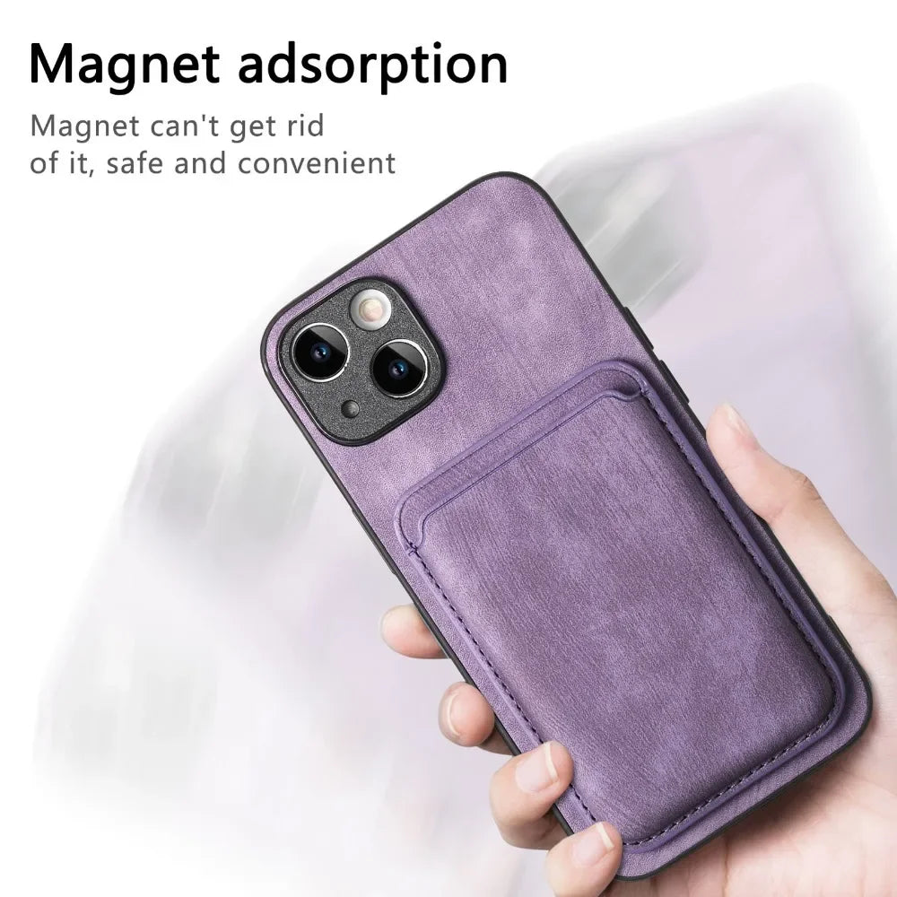 Vintage Leather Case with Detachable Magnetic Wallet Card Holder For iPhone 17 Air 16e 16 Pro Max 15 14 Plus 13 12 11