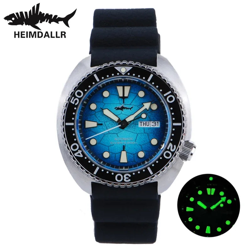 HEIMDALLR Diver Men's Watch Turtle King Sapphire Crystal 316L Steel NH36 200M Water Resistant Luminous Automatic Mechanica Watch