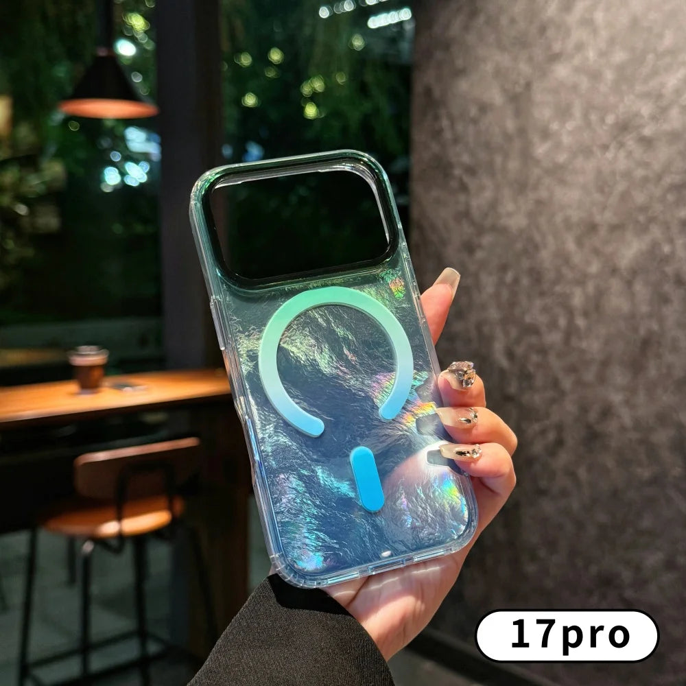 Gradient color design is fashionable and Glacier patterned 17Pro 17Air For iphone 17 pro max case ，reen Blue