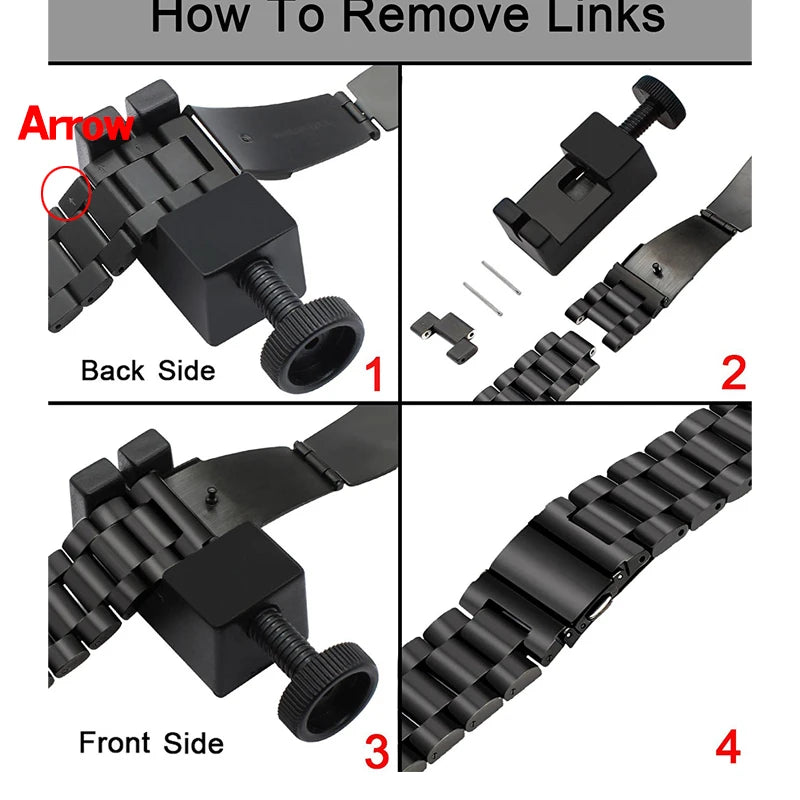 WatchBand For Amazfit Active/GTS 2/3/4 Mini Strap GTR 2/3/4 42 47mm stainless steel Bracelet For Amazfit Bip 3 5 Band