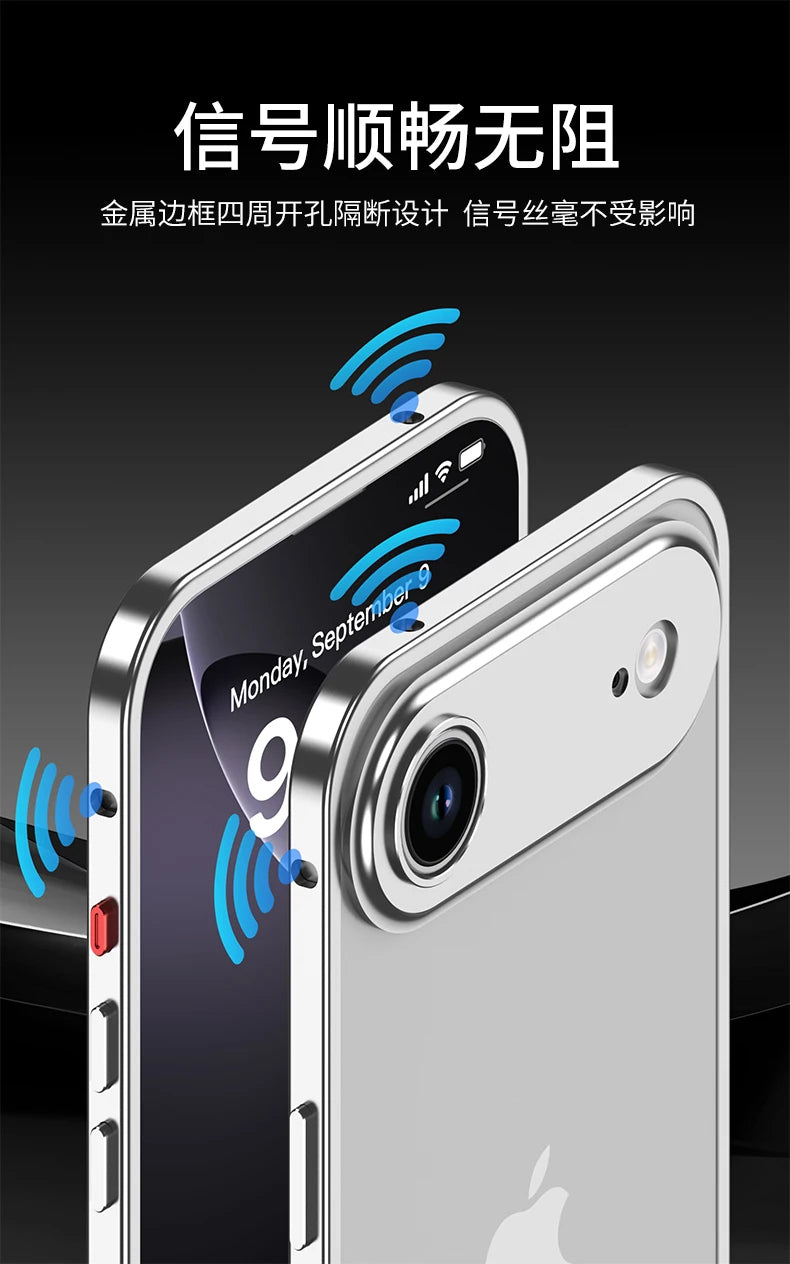 Metal Frame Bumper Phone Case For iPhone 17 16 15 14 13 Pro Max Plus 17Air Aluminum Alloy Lens Heat Dissipation Shockproof Cover