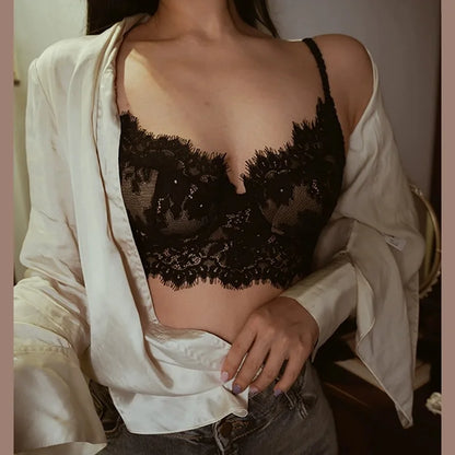 Sexy lace French new strappy bra, backless underwear, women's retro thin vest bra