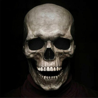 Halloween Mask Full Head Skull Mask Moveable Mouth Jaw Horror Helmet Skeleton Headgear Party Festival Costume Decorations
