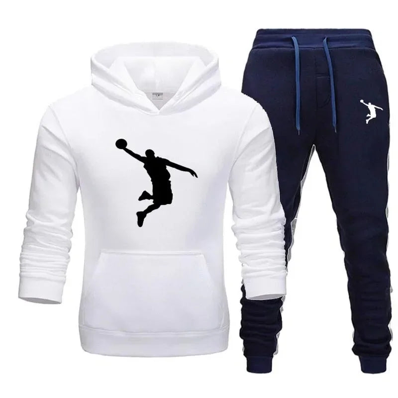 A new 2-piece set for men's casual sports hooded pullovers and sweatpants for outdoor jogging in Europe and America in 2025