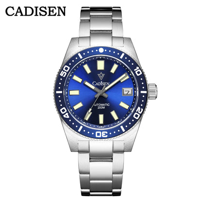 CADISEN New 38mm Diver Mens Watch Japan NH35A Automatic Mechanical Sapphire Glass Date Luminous 200M Waterproof Wrist watch Men