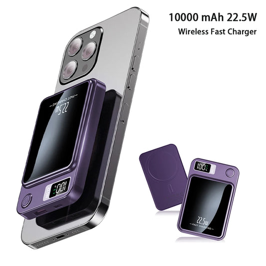 100000mAh Magnetic Power Bank Wireless Portable 22.5W Fast Charger For Iphone Huawei Samsung External Auxiliary Backup Battery