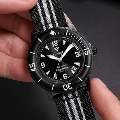 CADISEN Deep Explorer Automatic Mechanical Watch Man Canvas Strap Wristwatch MIYOTA  Luxury Luminous Waterproof Watches