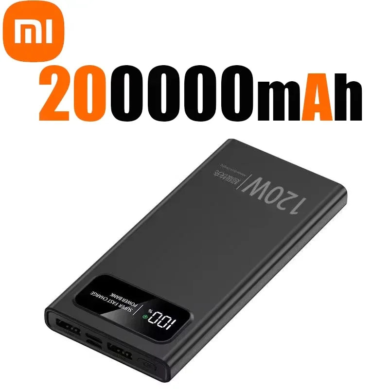 Xiaomi MIJIA 200000mAh Ultra large Capacity Power Bank 120W Fast Charging Portable Digital Display Power Bank For iPhone Samsung