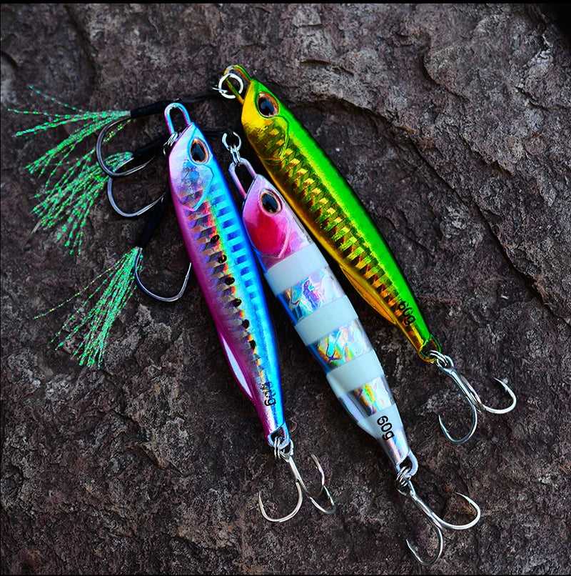 Metal Jig 10G - 60G Artificial Baits Hard Baits Vibrant Fishing Lures for Freshwater & Saltwater