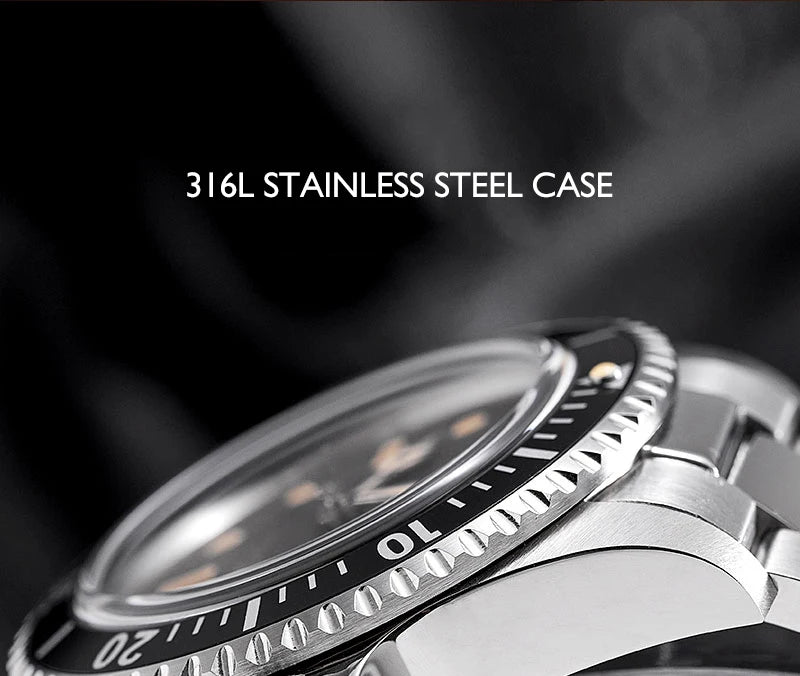 Baltany Men Automatic Watch 39mm Mechaical Wristwatch Sapphire Diver 20ATM Waterproof C3 Luminous NH38 Ceramic Bezel