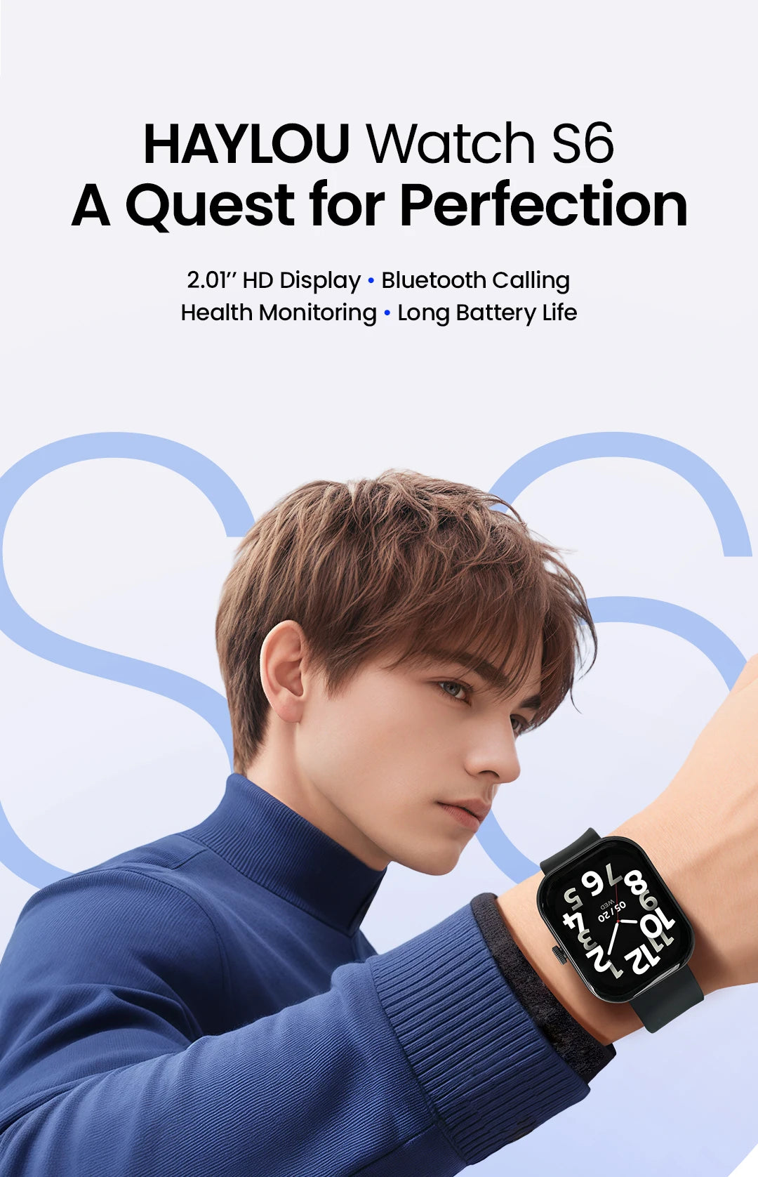 HAYLOU Watch S6 Voice Calling Smart Watch Men Health Monitoring IP68 Waterproof Smart Notifications Voice Assistant Smartwatch