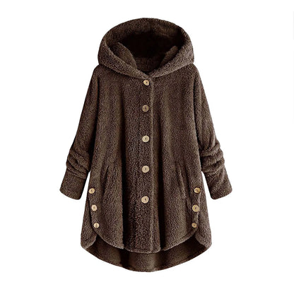 Autumn Winter Coat Women Warm Teddy Bear Coat Wool Jacket Female Plush Coat Hooded Jacket New Women's Coats Solid Color Jacket