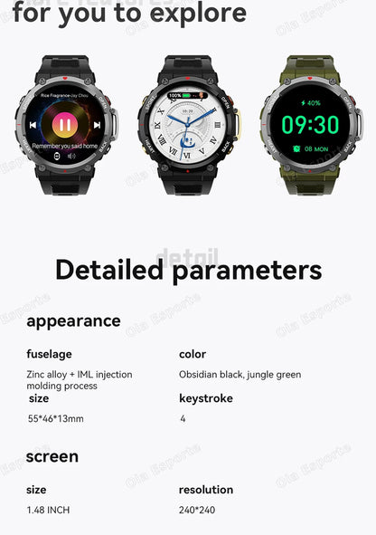 T-REX 3 Ultra Outdoor Military NFC Smart Watch Men GPS trackr Bluetooth Call Health Monitor Sports Smartwatch For Amazfit