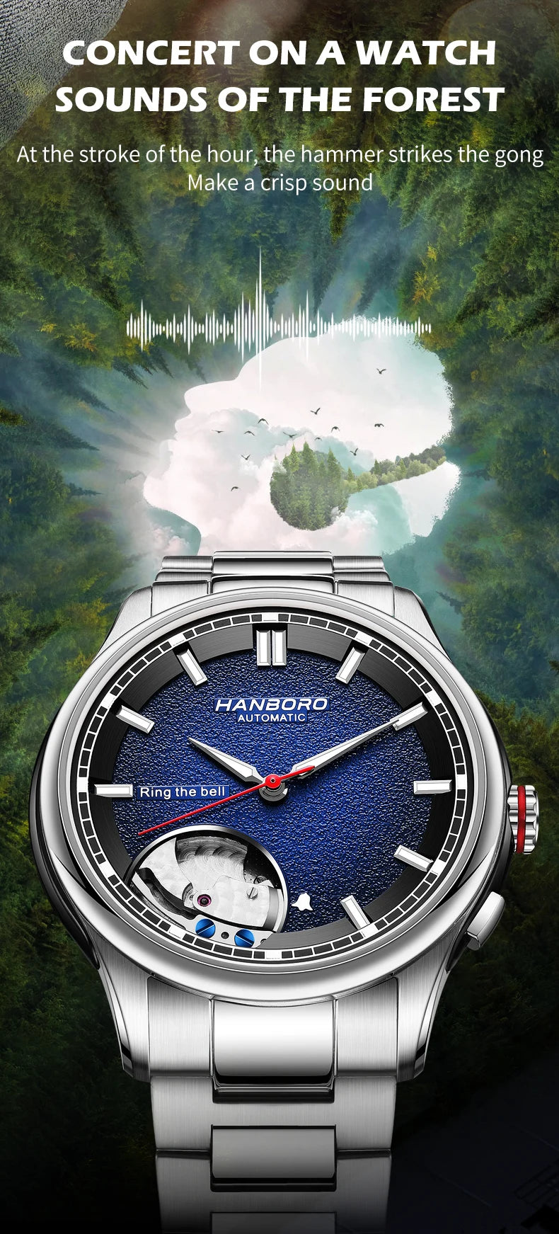 HANBORO Chime Series Modified Movement Men's Personalized Automatic Mechanical Watch